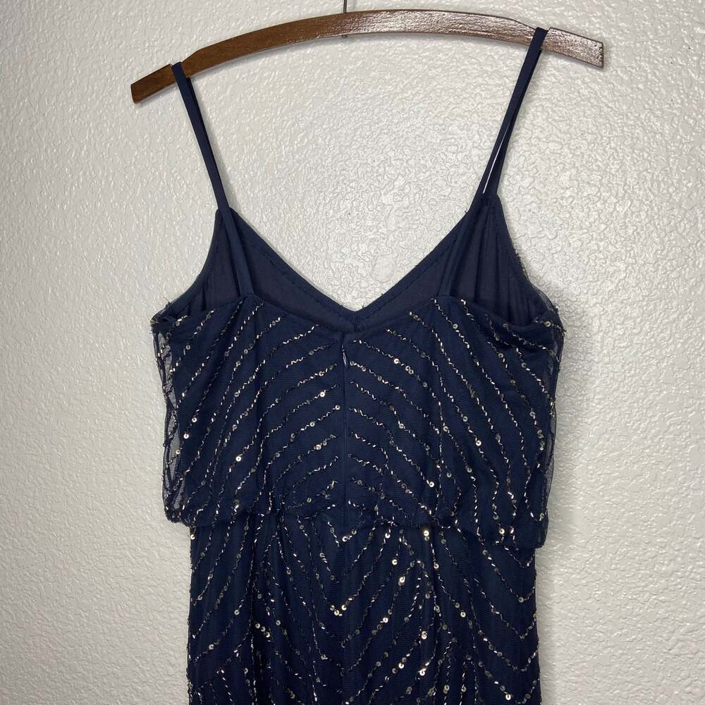 Adrianna Papell Navy Sequin Tank Evening Gown - Picture 4 of 11